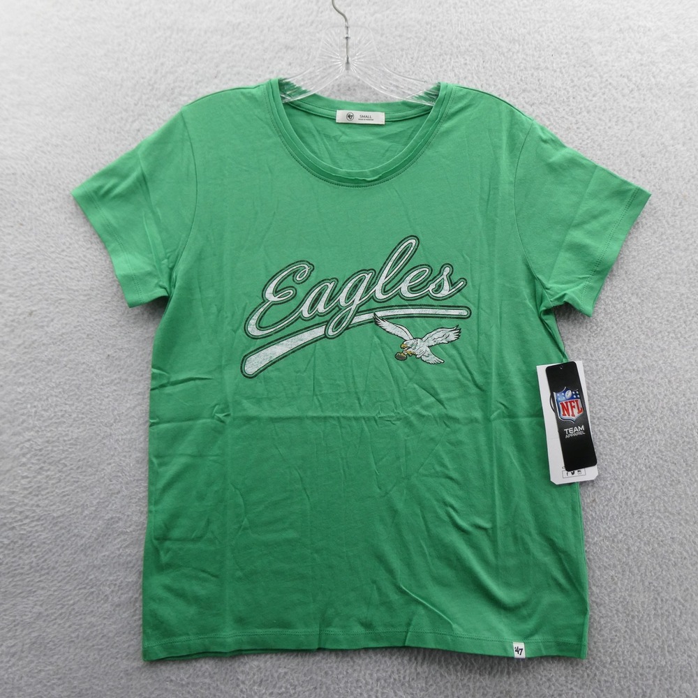 47 Brand Shirt Womens Small Philadelphia Eagles Green Short Sleeve Cotton Blend